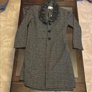 Gray Julian Taylor Tweed Coat and dress set with Ruffled Collar🩶